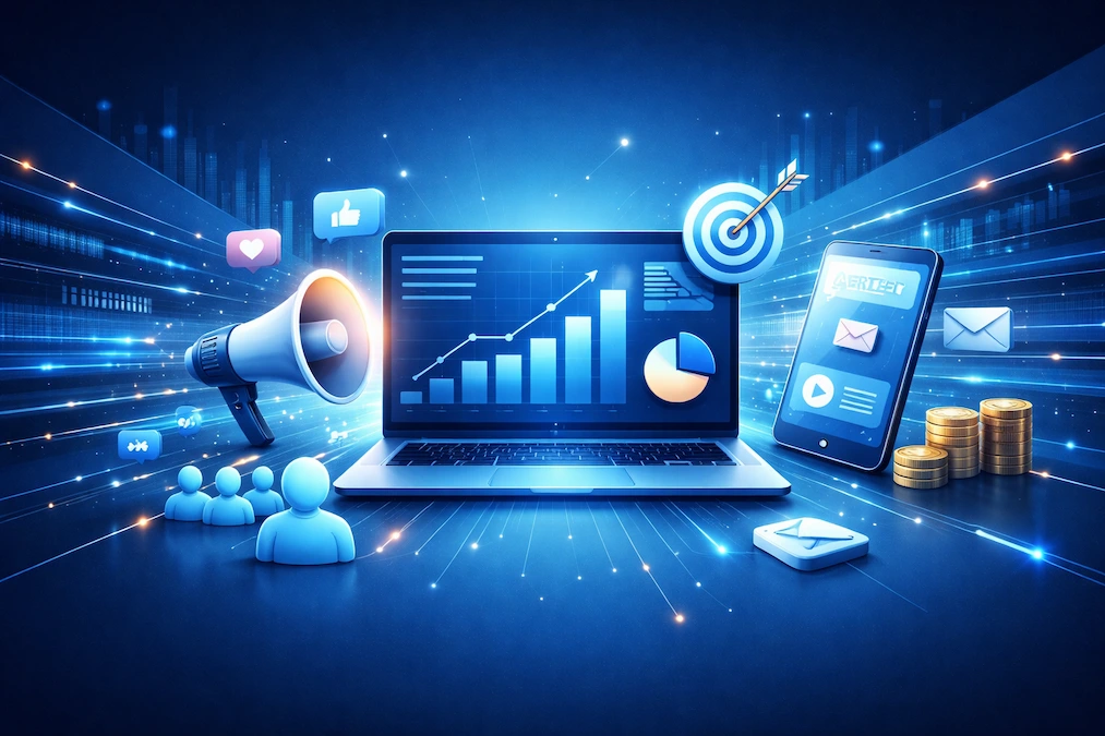 Marketing digital futurista con tecnología