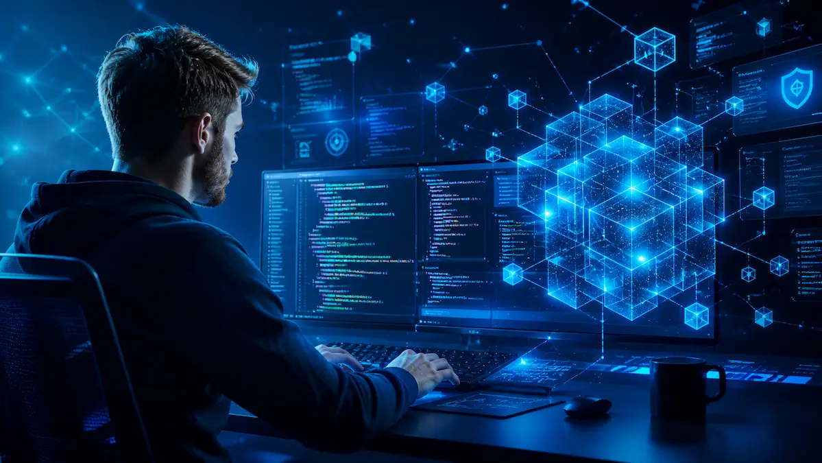 Ambiente futurista de programación en blockchain