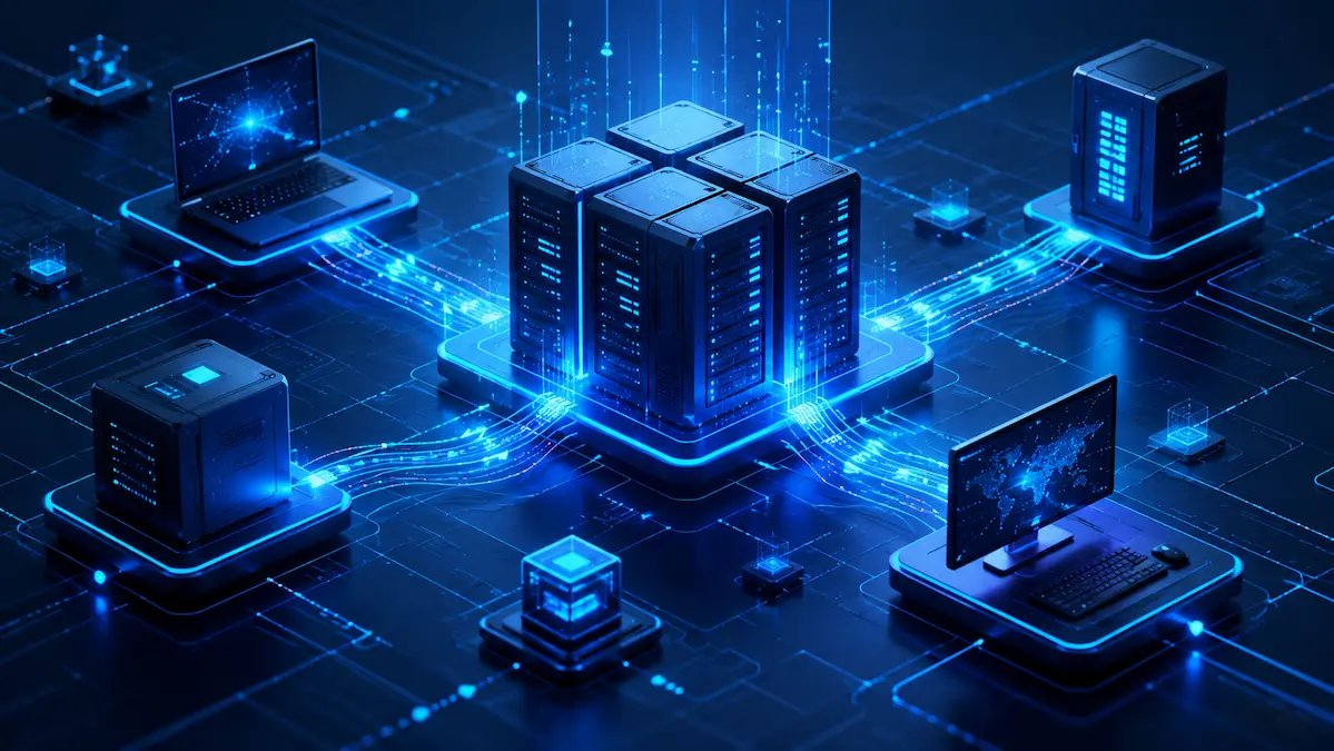 Futuristic digital data network hub