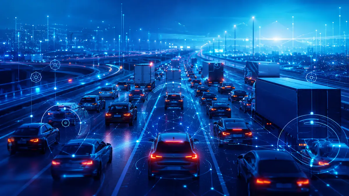 Carreteras futuristas y tráfico inteligente