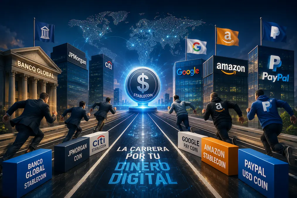 Bancos y grandes empresas tecnológicas compiten por desarrollar stablecoins y liderar el futuro del dinero digital.