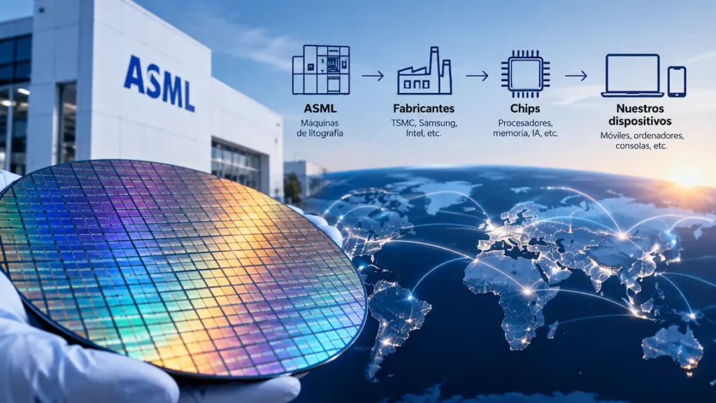Cadena mundial de fabricación de chips desde las máquinas de litografía de ASML hasta los dispositivos electrónicos