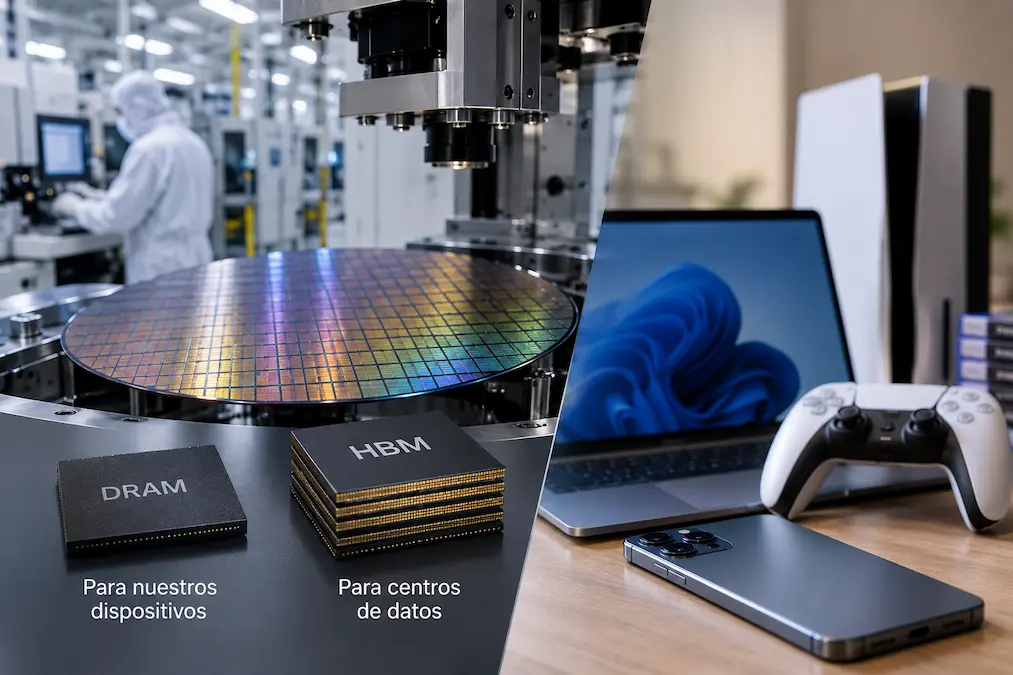 Fabricación de memoria DRAM y HBM para ordenadores, móviles, consolas y centros de datos